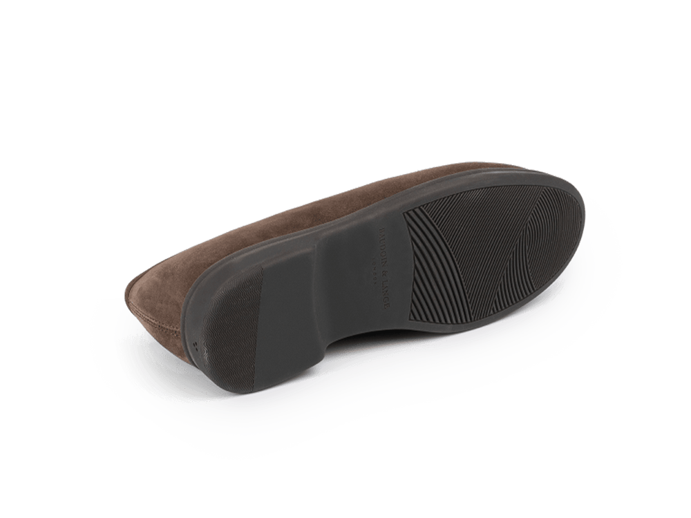 Stride Loafers in Deep Taupe Suede with Shearling Lining Dark Sole