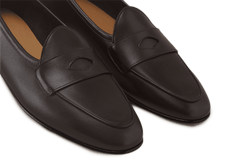 Sagan Rubber Ginkgo Loafers in Dark Brown Drape Calf