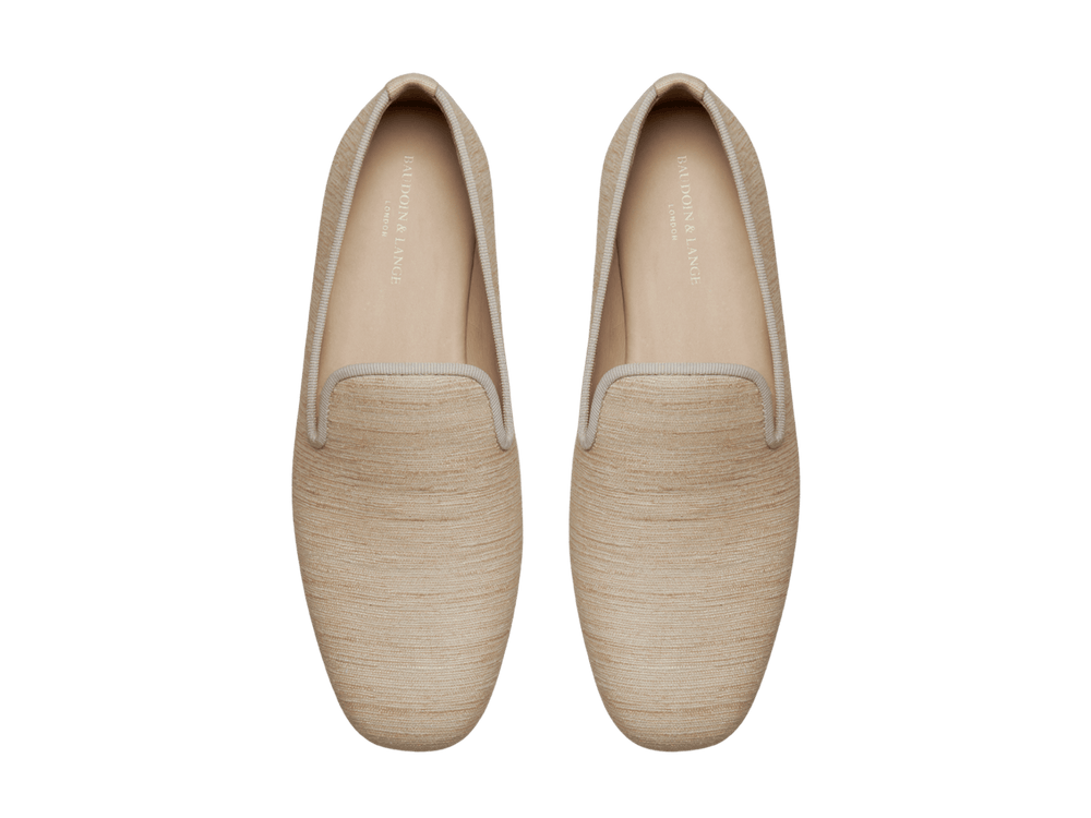 Fenice Loafers in Natural Silk and Gros Grain