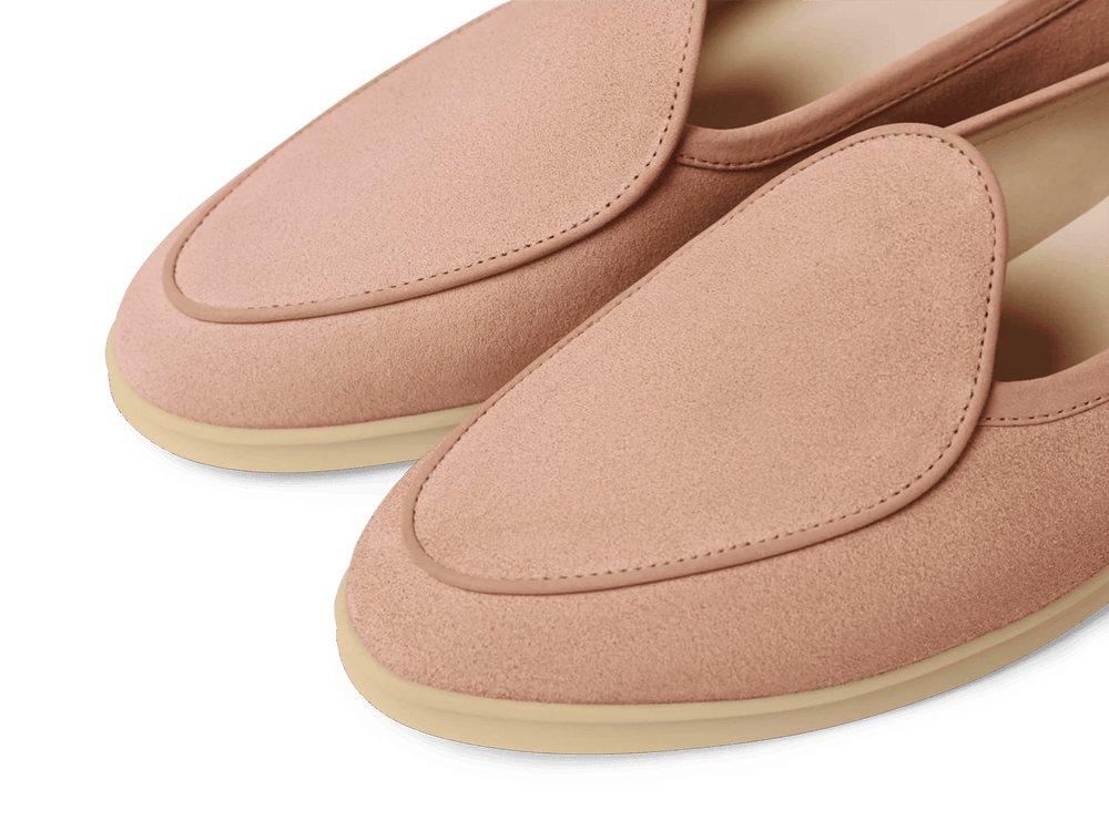 Stride Loafers in Blush Pink Glove Suede with Natural Sole