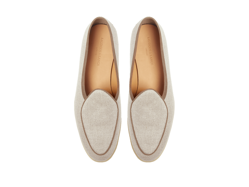 Stride Loafers in Vachette Linen with Natural Sole