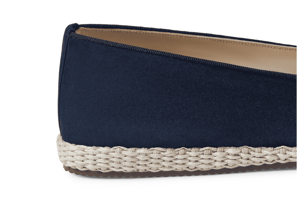 Calvi Slippers in Marina Navy Luxe Suede and Gros Grain