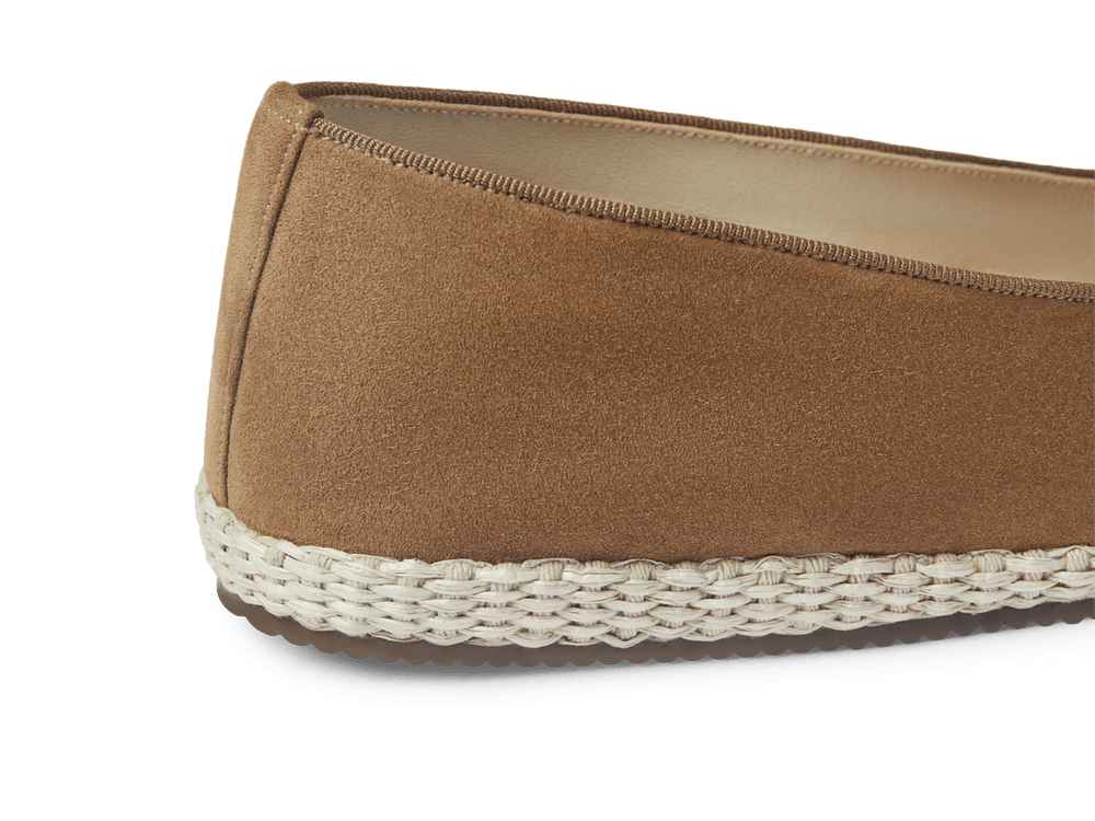 Calvi Slippers in Noix Brown Luxe Suede and Gros Grain