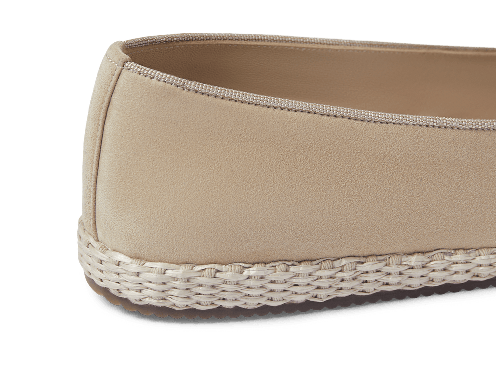 Calvi Espadrilles in Mastic Beige Luxe Suede and Gros Grain