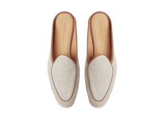 Stride Mule Loafers in Vachette Linen with Natural Sole