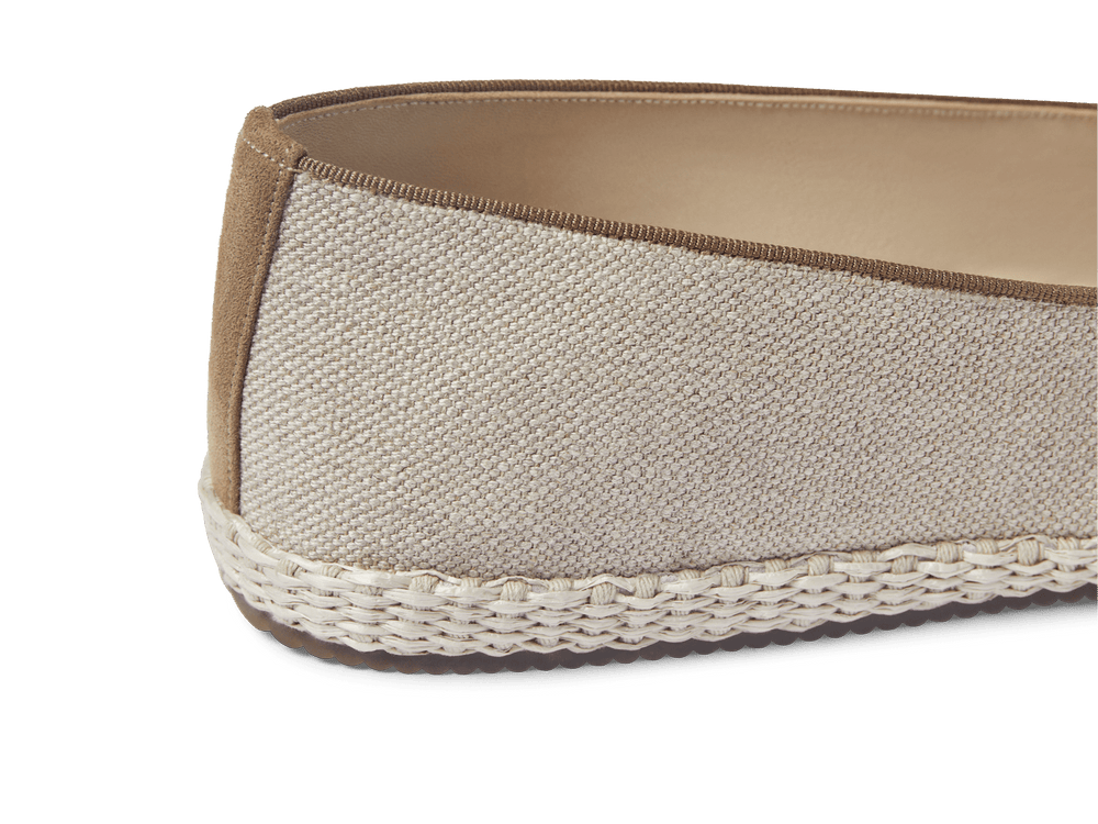 Calvi Slippers in Flax Linen and Vachette Luxe Suede