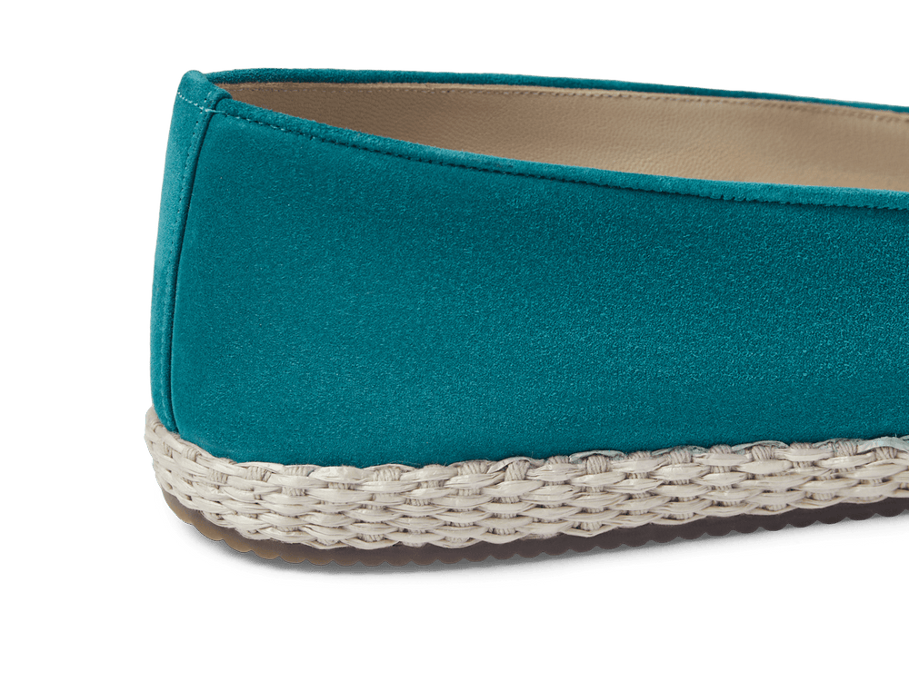 Calvi Tassel Espadrilles in Jade Teal Luxe Suede