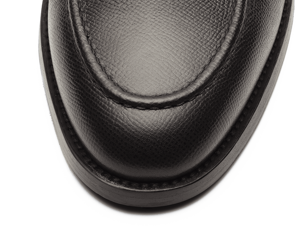 Berkeley Penny Loafers in Dark Brown Hatch Grain Calf