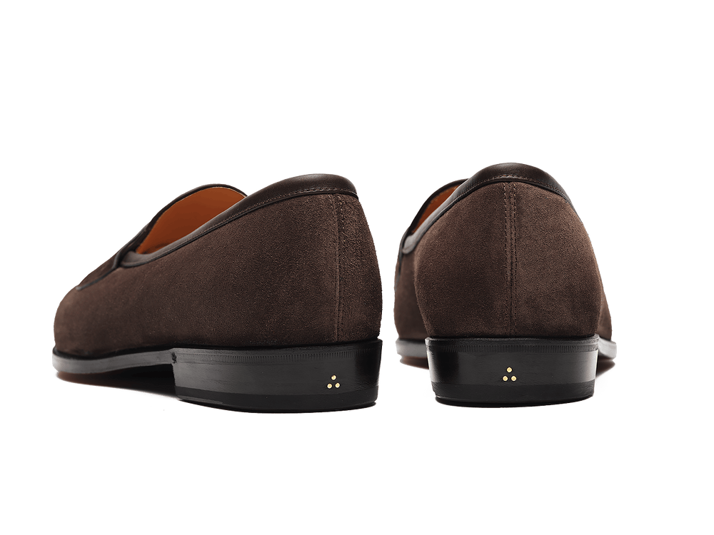 Grand Fleurus Penny Loafers in Dark Brown Shield Suede