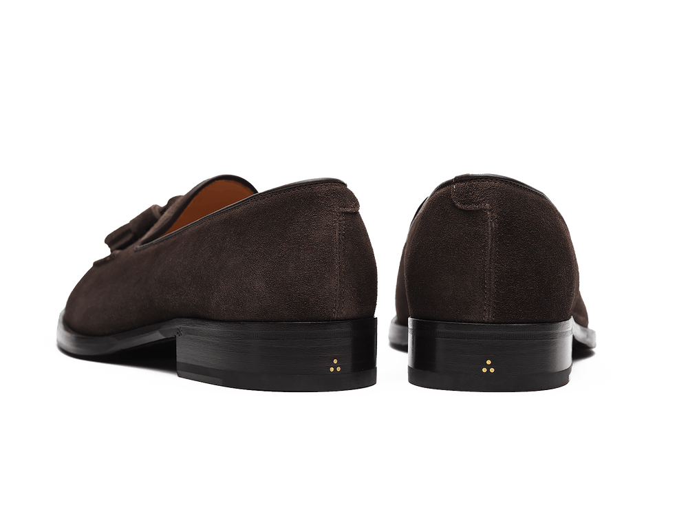 Hertford Tassel Loafers in Dark Brown Suede
