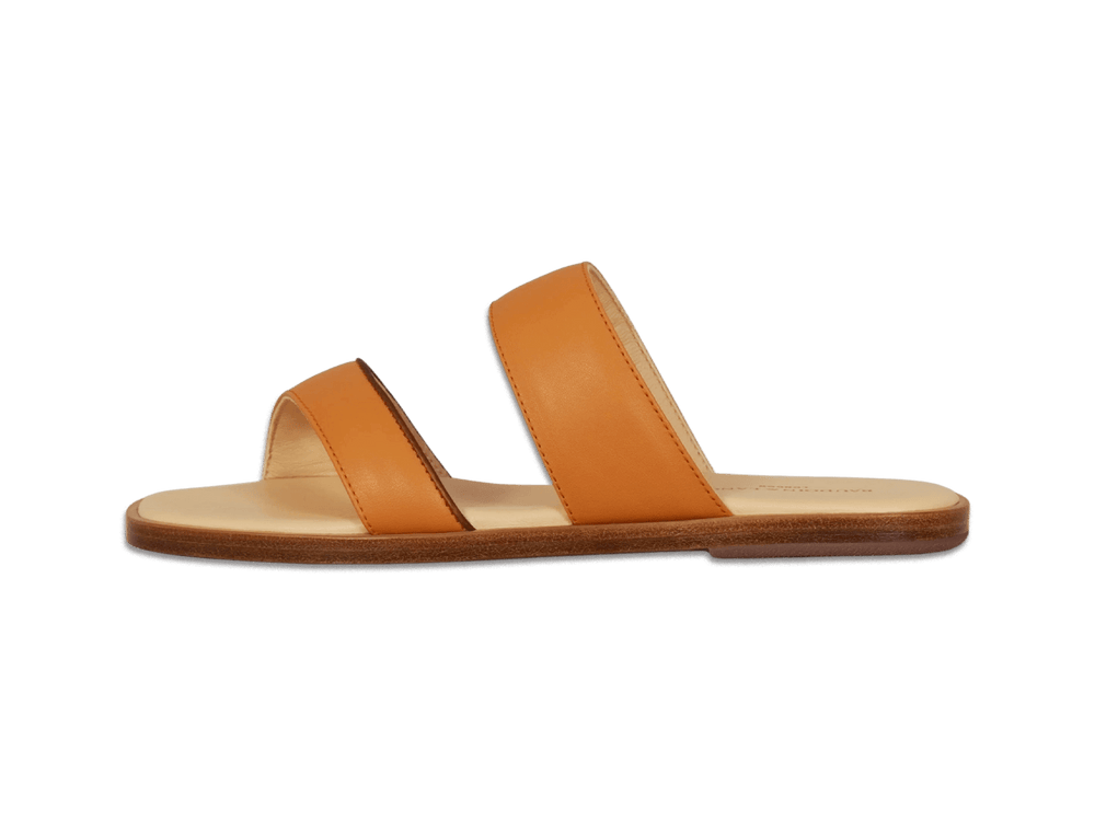 Plume Sandal in Orange Matt Calf and Copper Translucent Kidskin