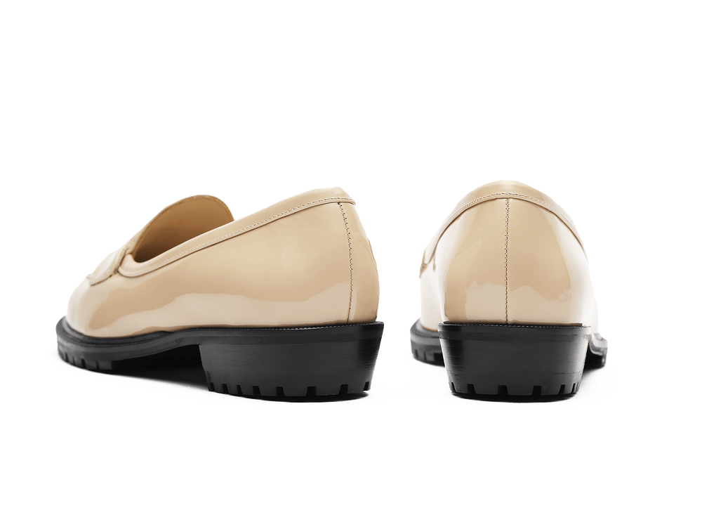 Sagan Ginkgo Loafers in Perla Nude Soft Patent Leather