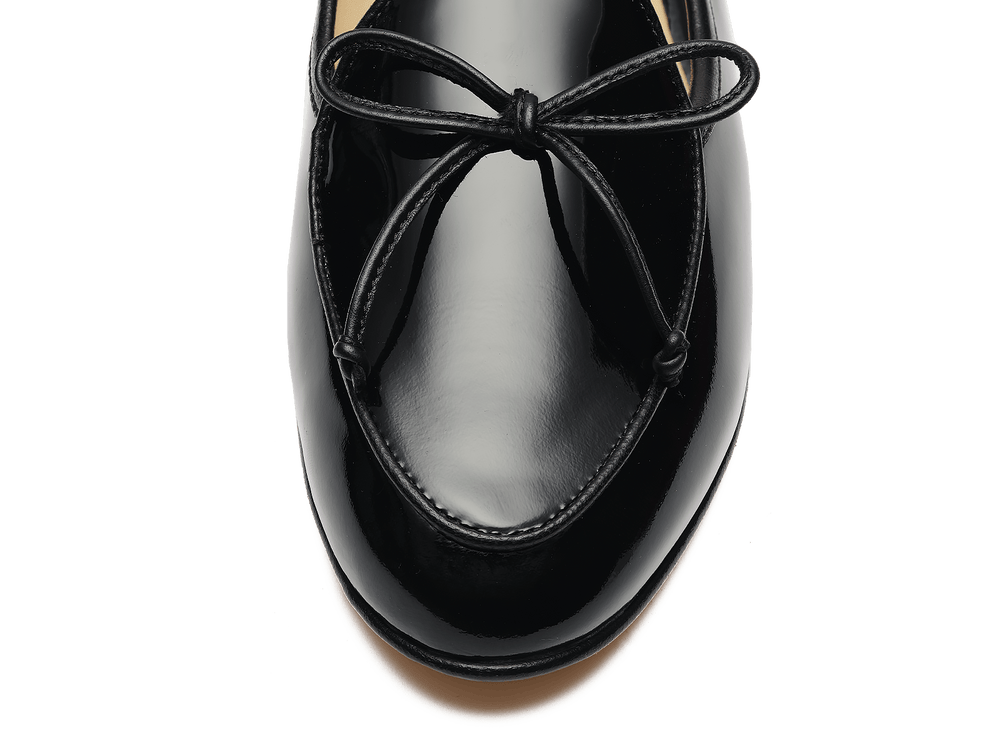 Sagan String Loafers in Black Soft Patent