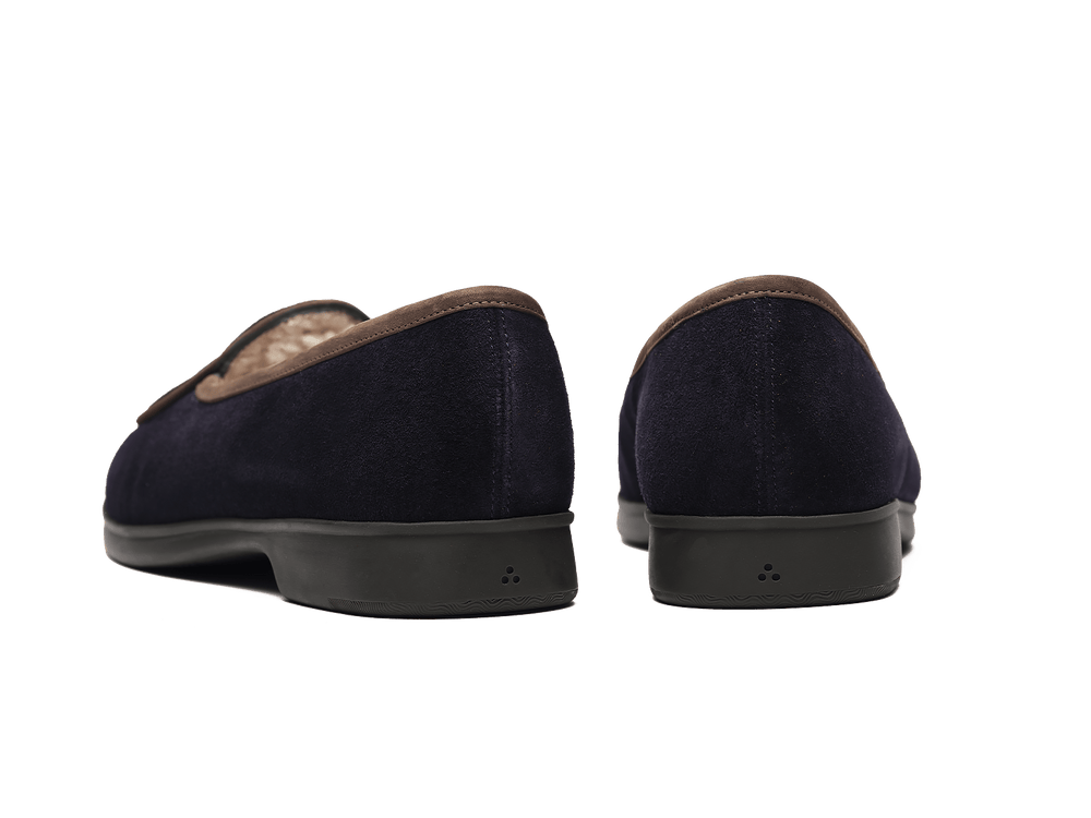Stride Loafers in Midnight Navy Suede with Shearling Lining