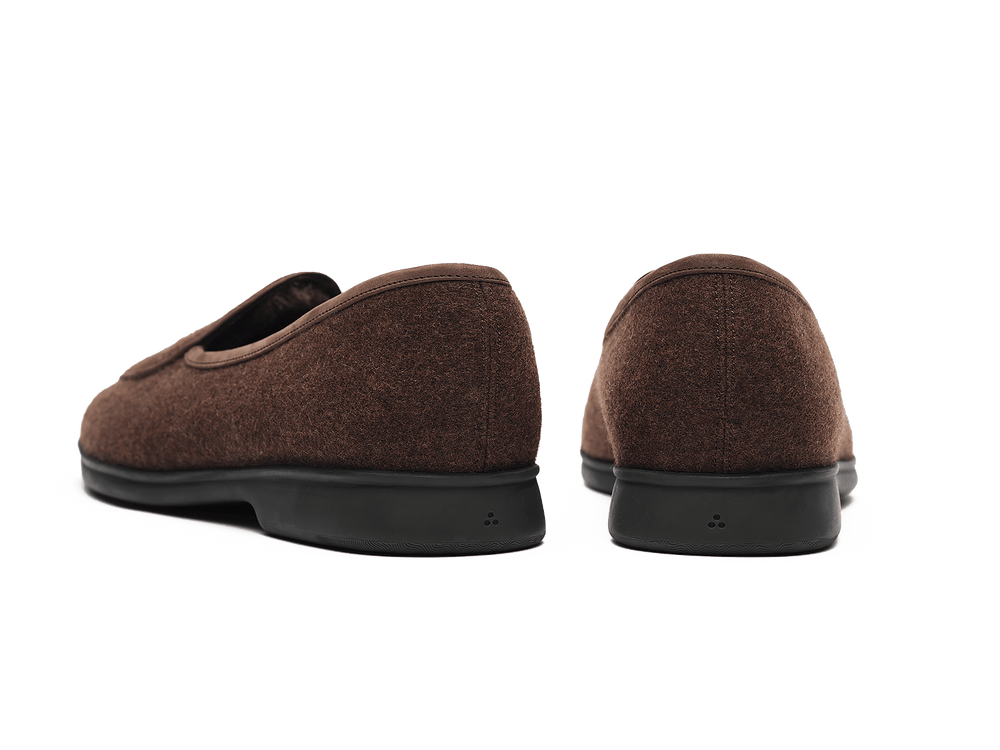 Stride Loafers in Smoked Brown Flannel with Shearling Lining