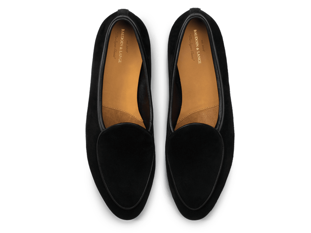 Sagan Rubber Loafers in Obsidian Black Asteria Suede