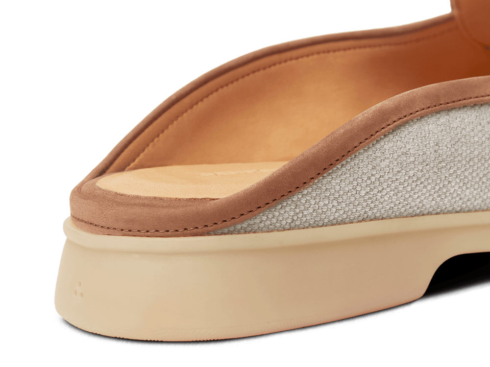 Stride Mule Loafers in Vachette Linen with Natural Sole