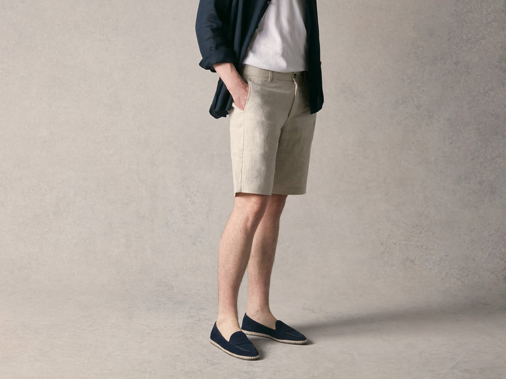 Calvi Slippers in Marina Navy Luxe Suede and Gros Grain