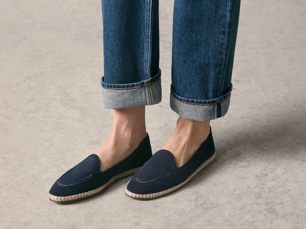 Calvi Espadrilles in Marina Navy Luxe Suede and Gros Grain