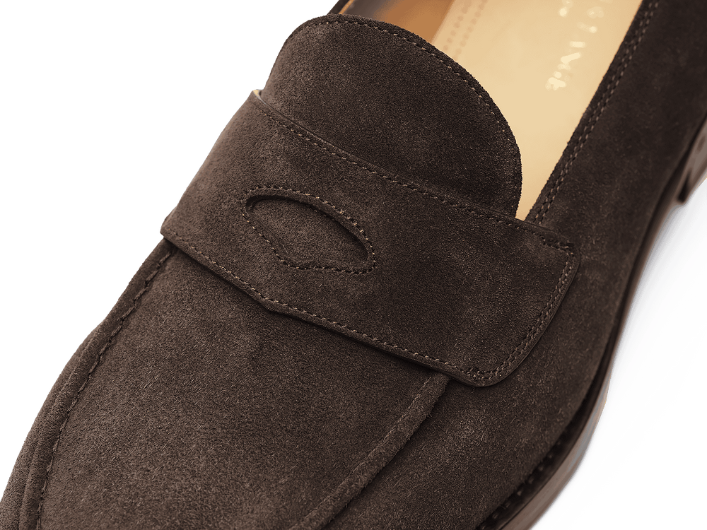 Berkeley Penny Loafers in Dark Brown Suede