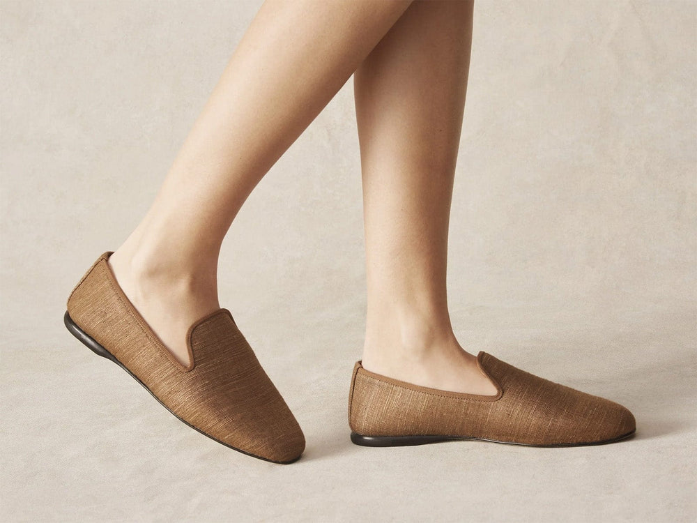 Fenice Loafers in Sirocco Silk and Gros Grain