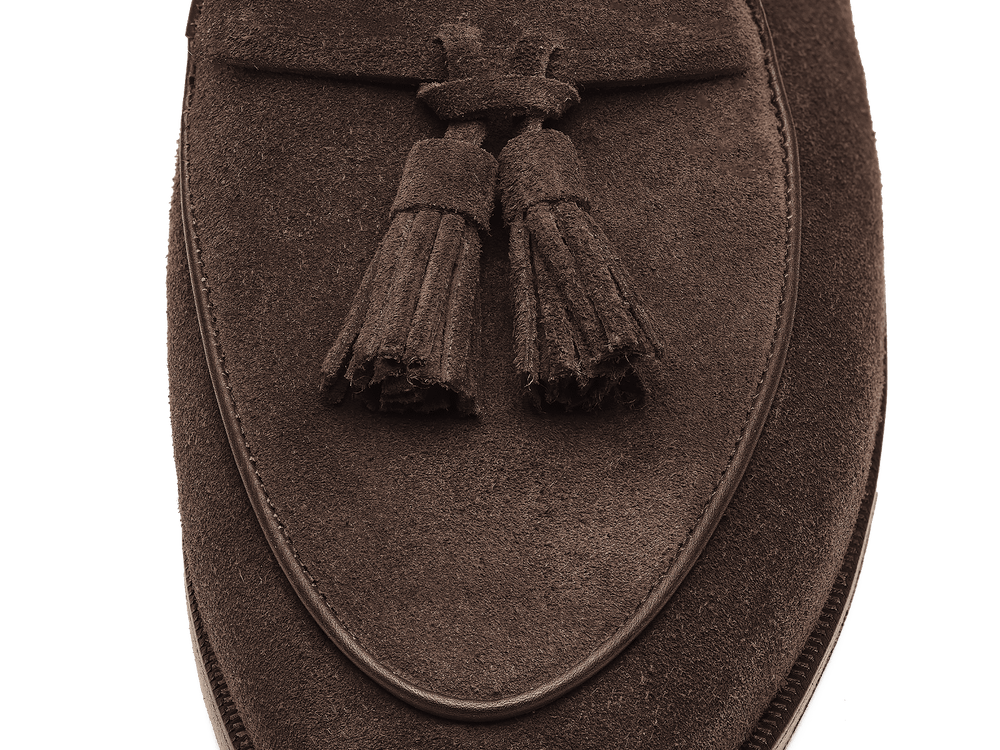 Grand Conti Tassel Loafers in Dark Brown Shield Suede