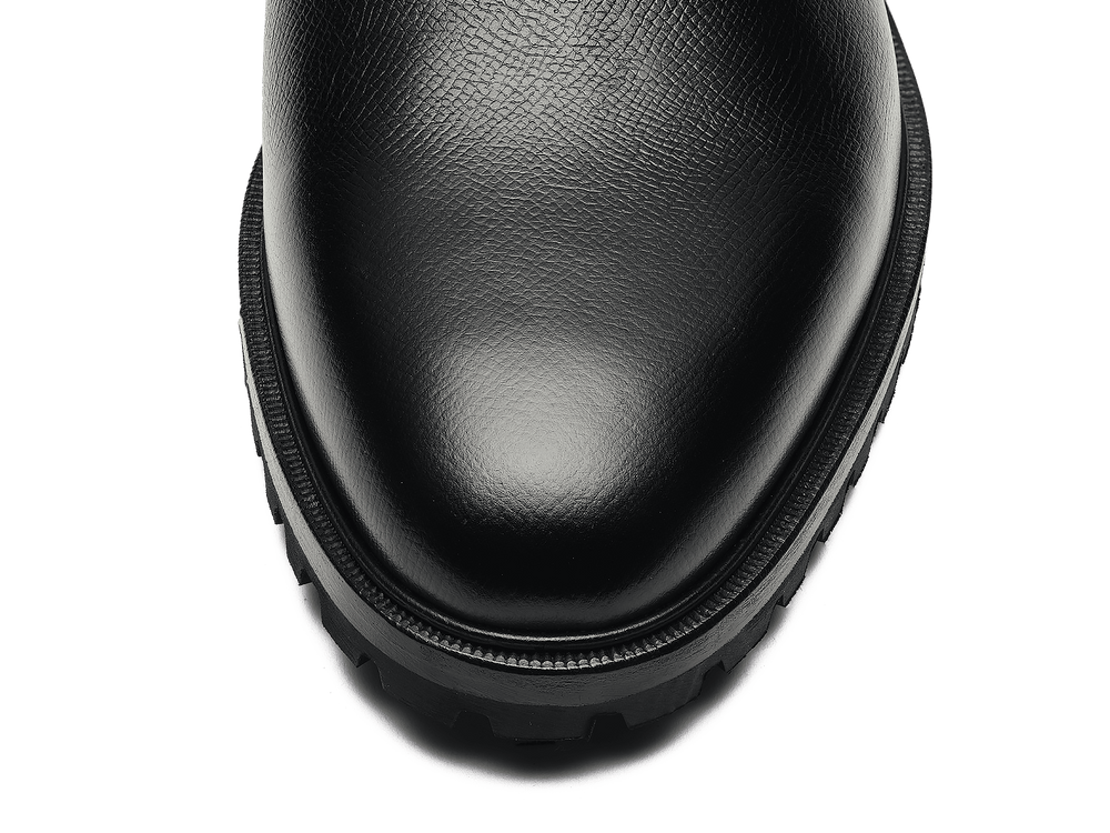 Ribot Boots in Black Hatch Grain Calf with Shearling