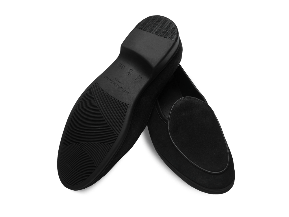 Stride Loafers in Black Glove Suede Dark Sole