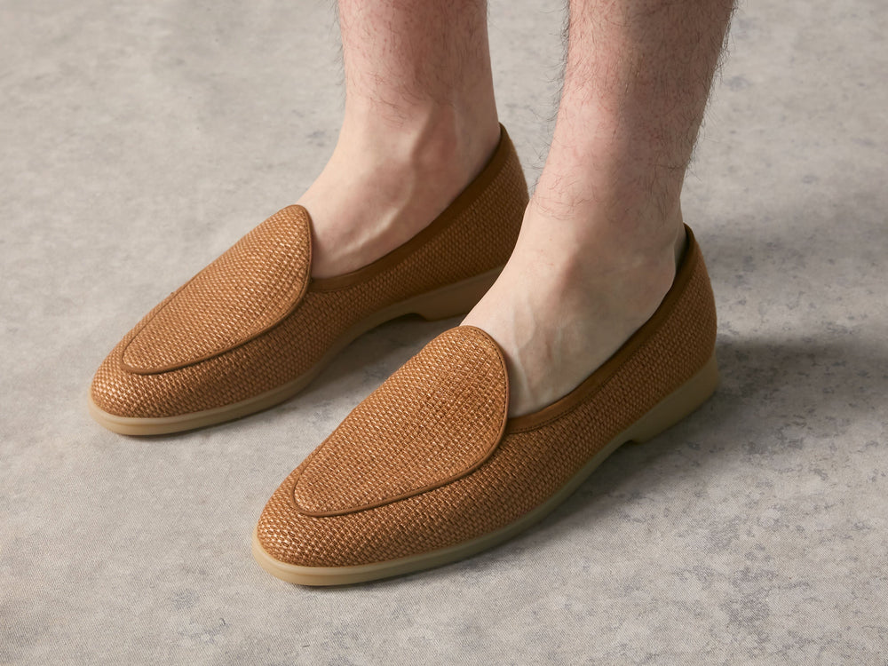 Stride Loafers in Honey Raffia with Natural Sole