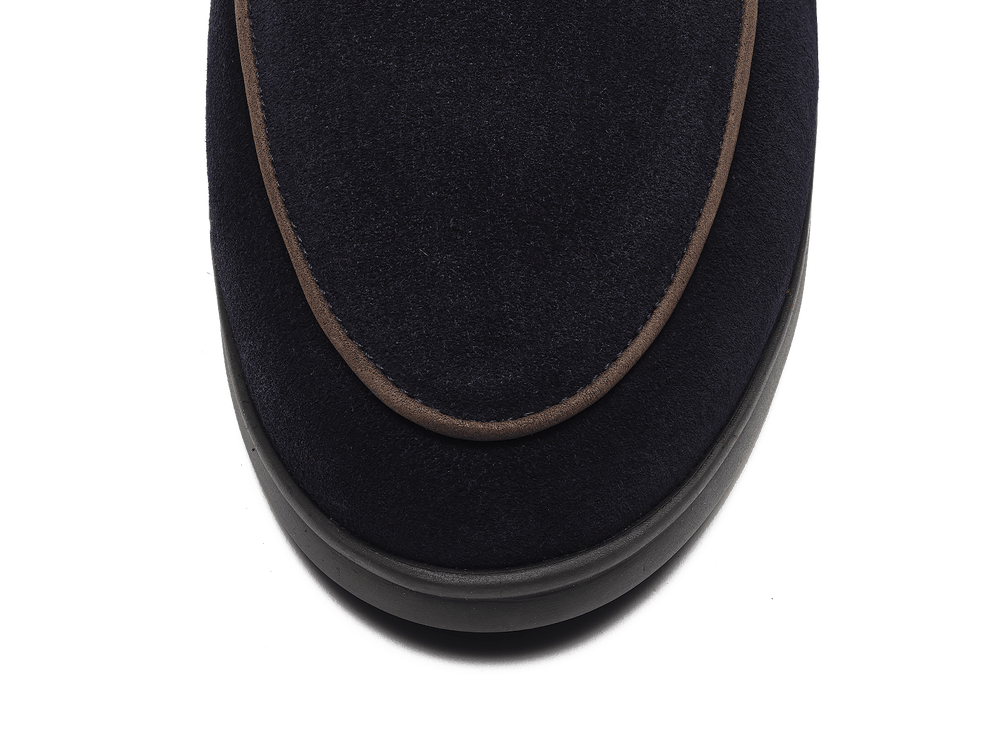 Stride Loafers in Midnight Navy Suede with Shearling Lining