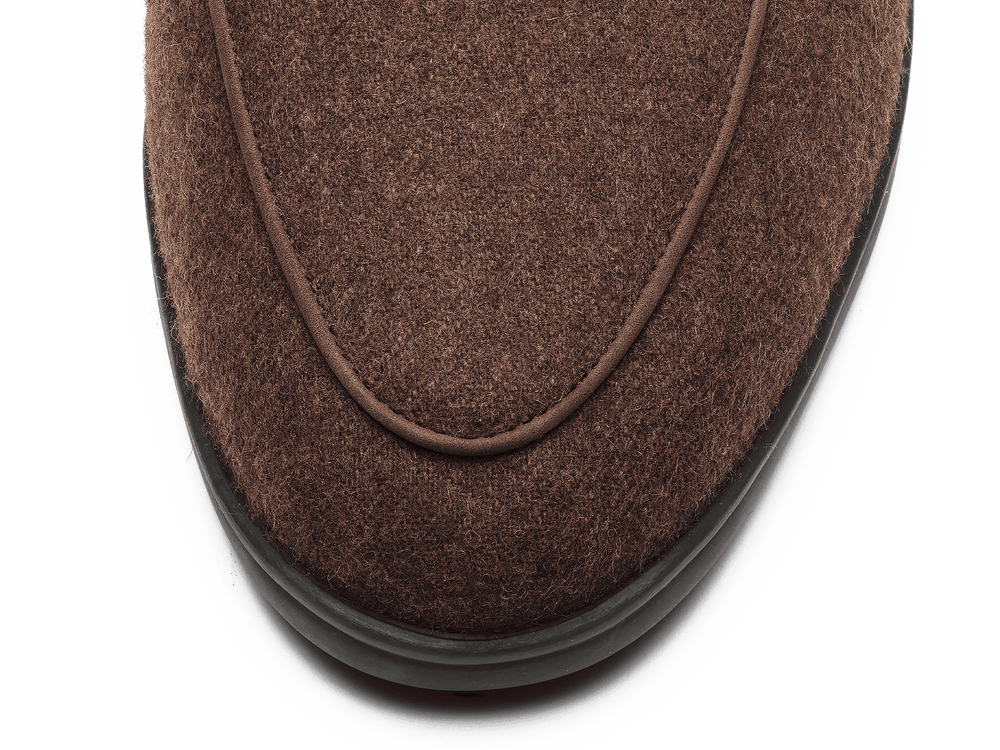 Stride Loafers in Smoked Brown Flannel with Shearling Lining