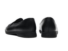 Stride Penny Loafers in Black Moorland Calf with Shearling Lining