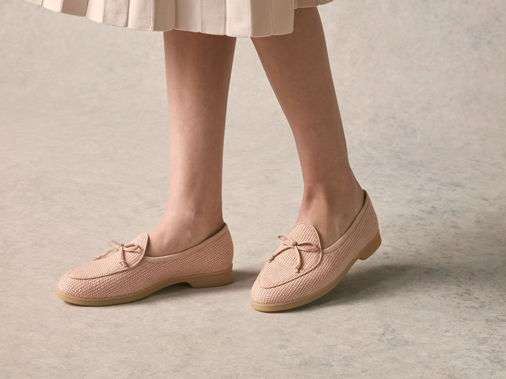 Stride String Loafers in Angel Powder Raffia with Natural Sole