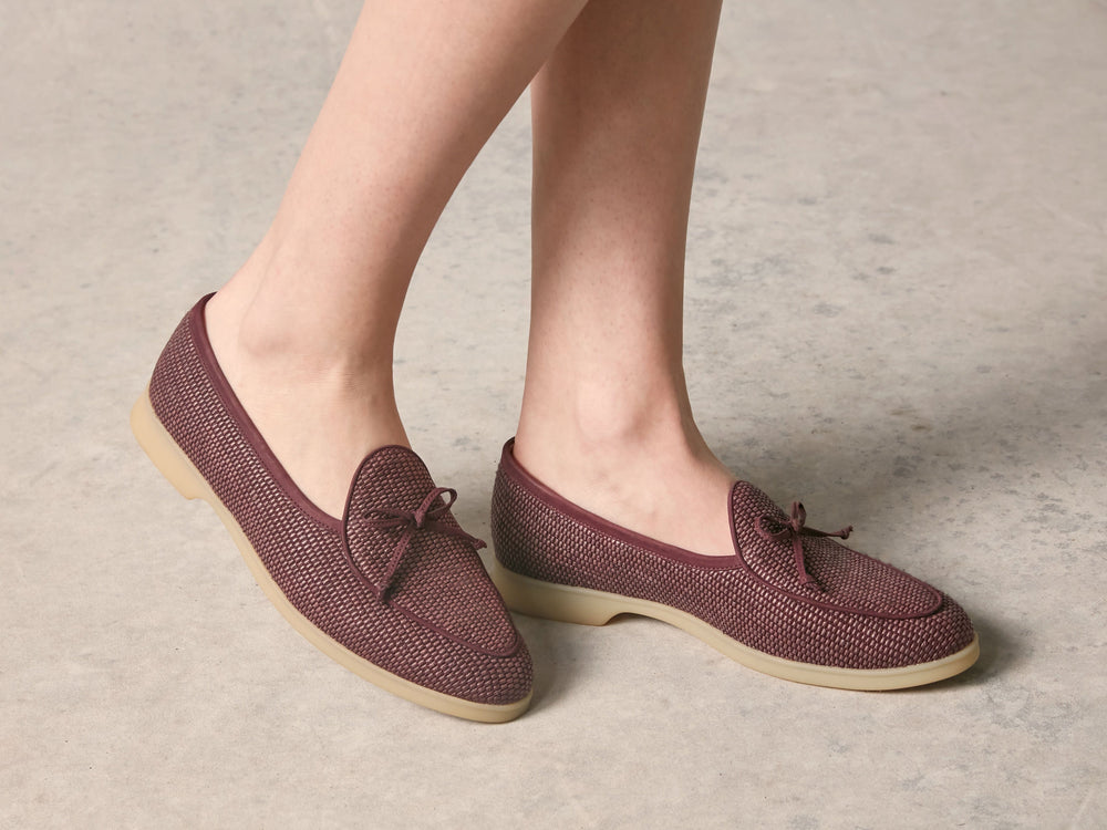 Stride String Loafers in Mauveine Purple Raffia with Natural Sole