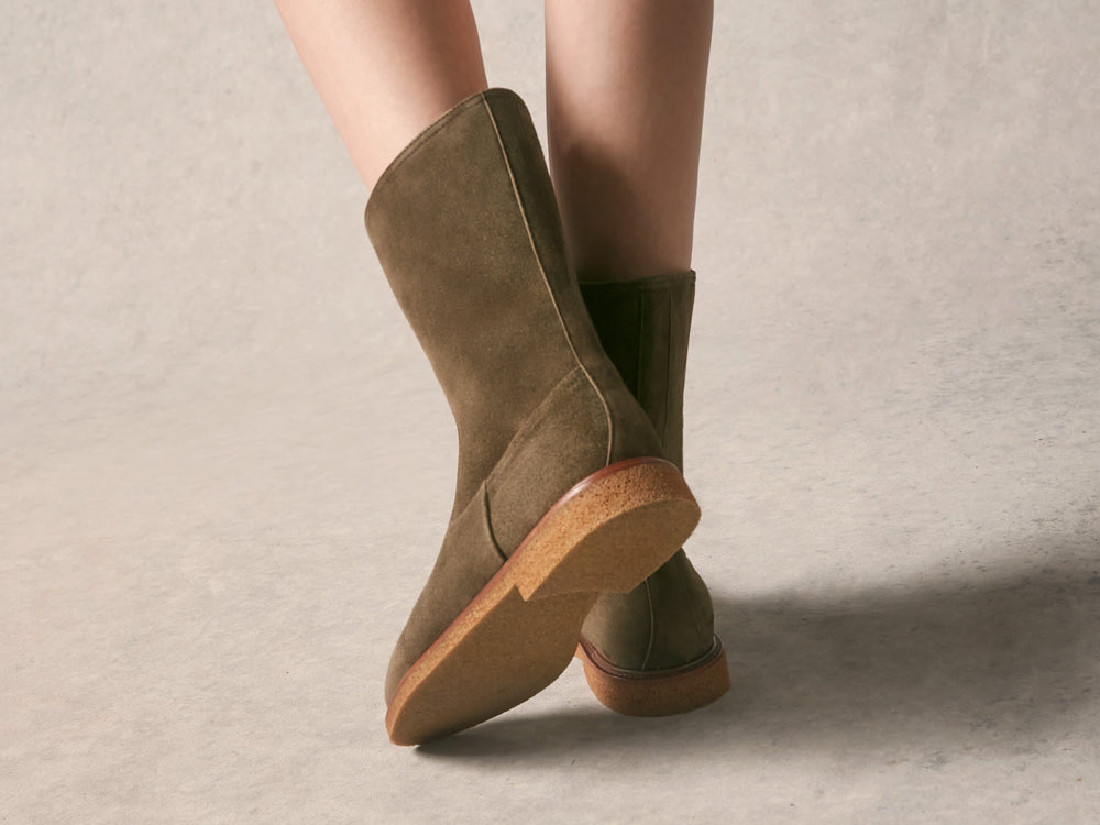 Treve Boots in Olivine Green Asteria Suede