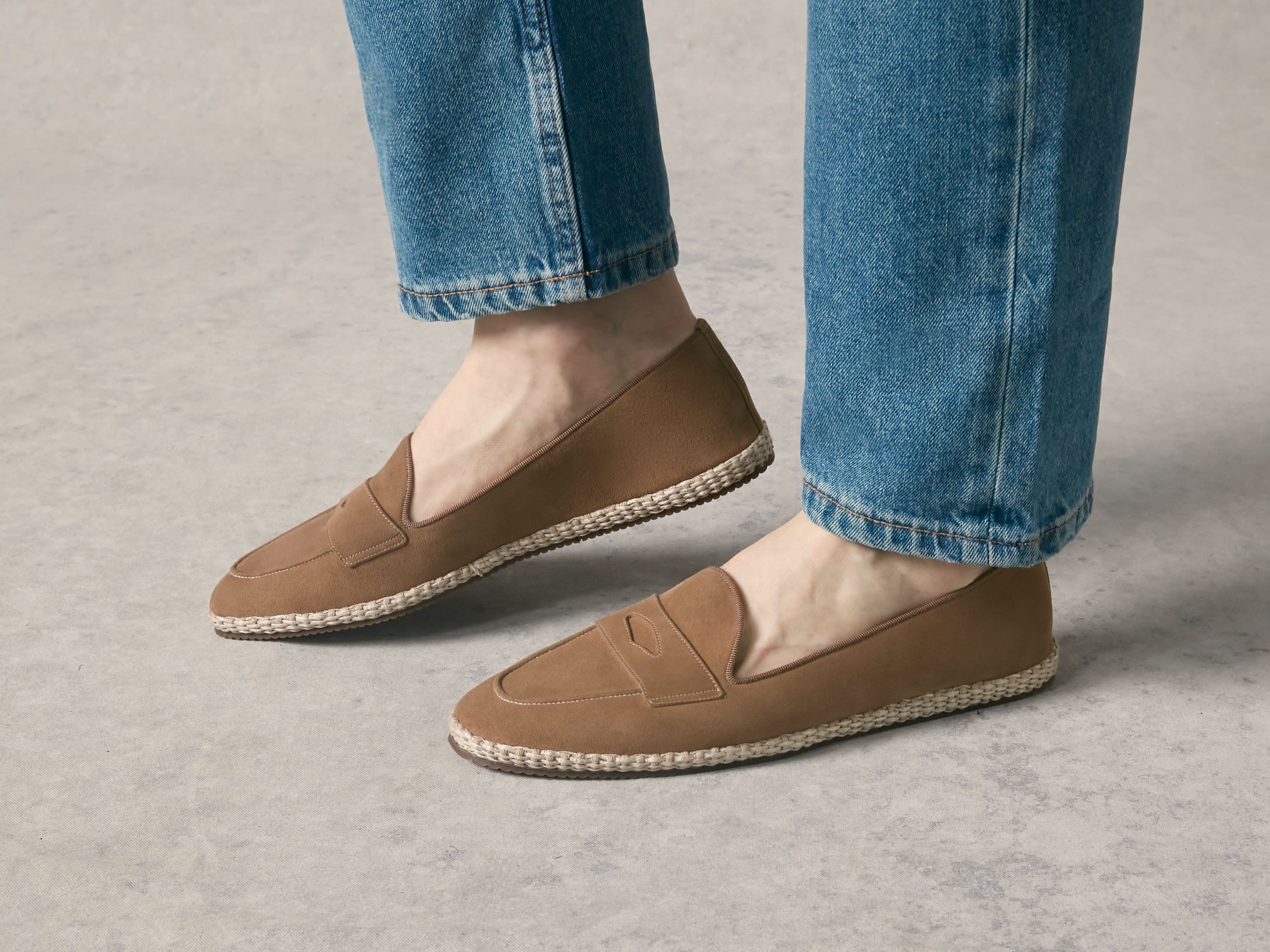 Calvi Slippers in Noix Brown Luxe Suede and Gros Grain