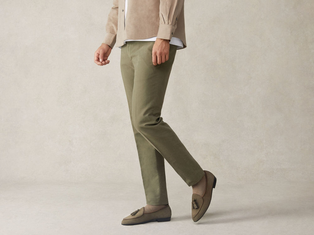 Sagan Rubber Tassel Loafers in Olivine Green Asteria Suede