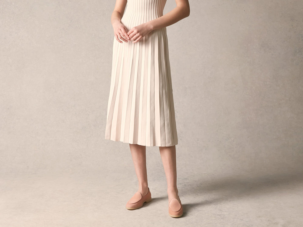 Stride Loafers in Blush Pink Glove Suede with Natural Sole