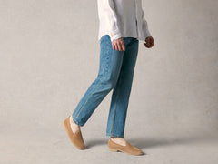 Stride Loafers in Caramel Glove Suede with Natural Sole