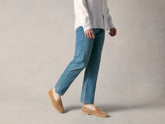 Stride Loafers in Caramel Glove Suede with Natural Sole