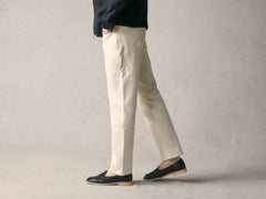 Stride Penny Loafers in Black Moorland Calf with Natural Sole