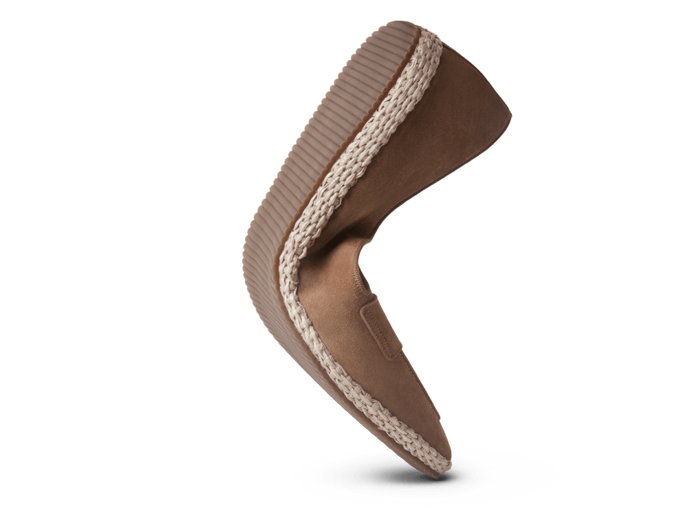 Calvi Slippers in Noix Brown Luxe Suede and Gros Grain