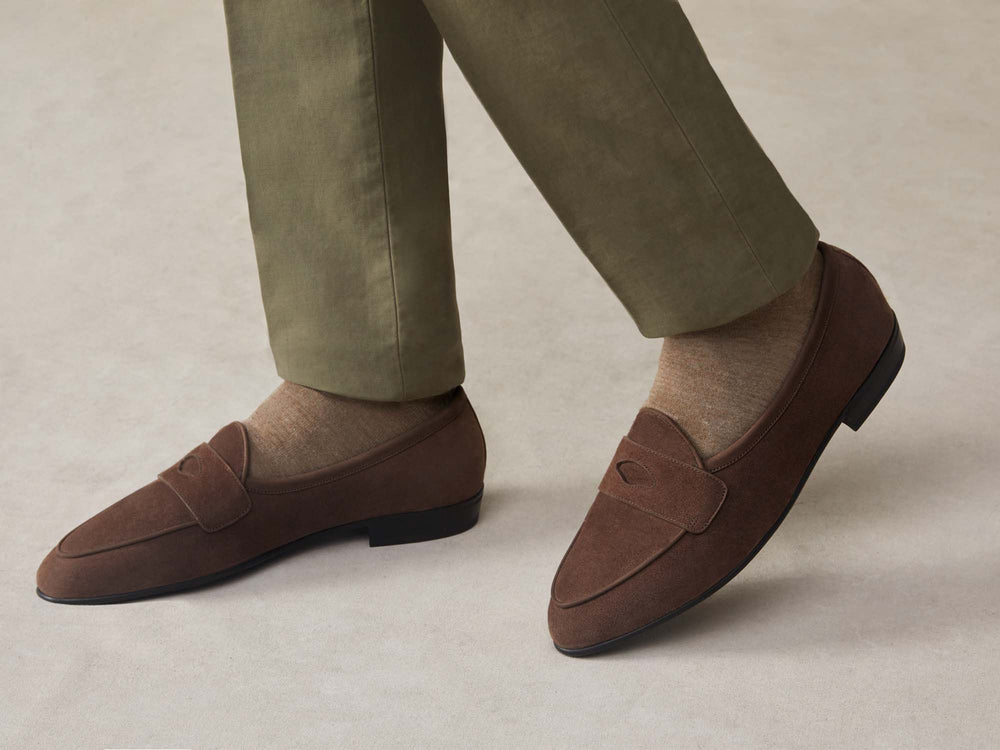 Sagan Rubber Ginkgo Loafers in Deep Taupe Asteria Suede