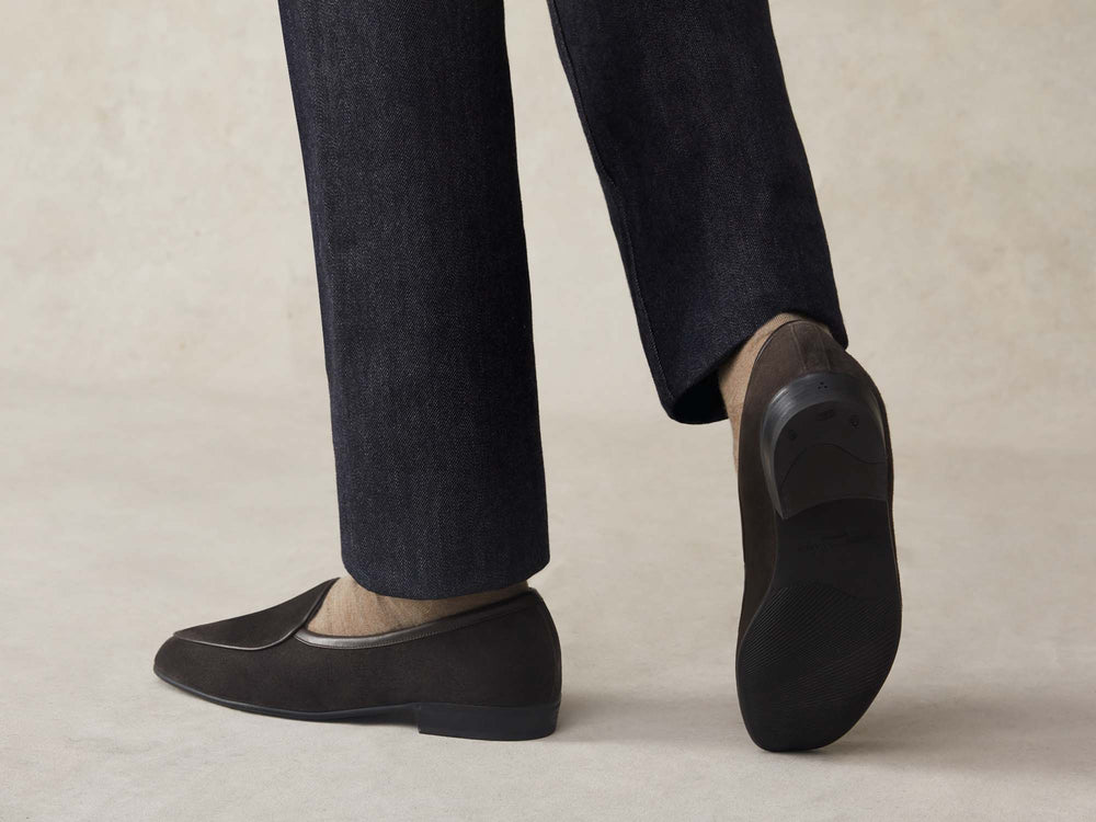 Sagan Rubber Loafers in Lusitanias Dark Brown Asteria Suede
