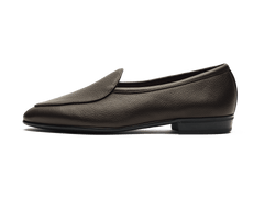 Sagan Rubber Loafers in Dark Brown Lunar Grain Calf with Rubber Sole