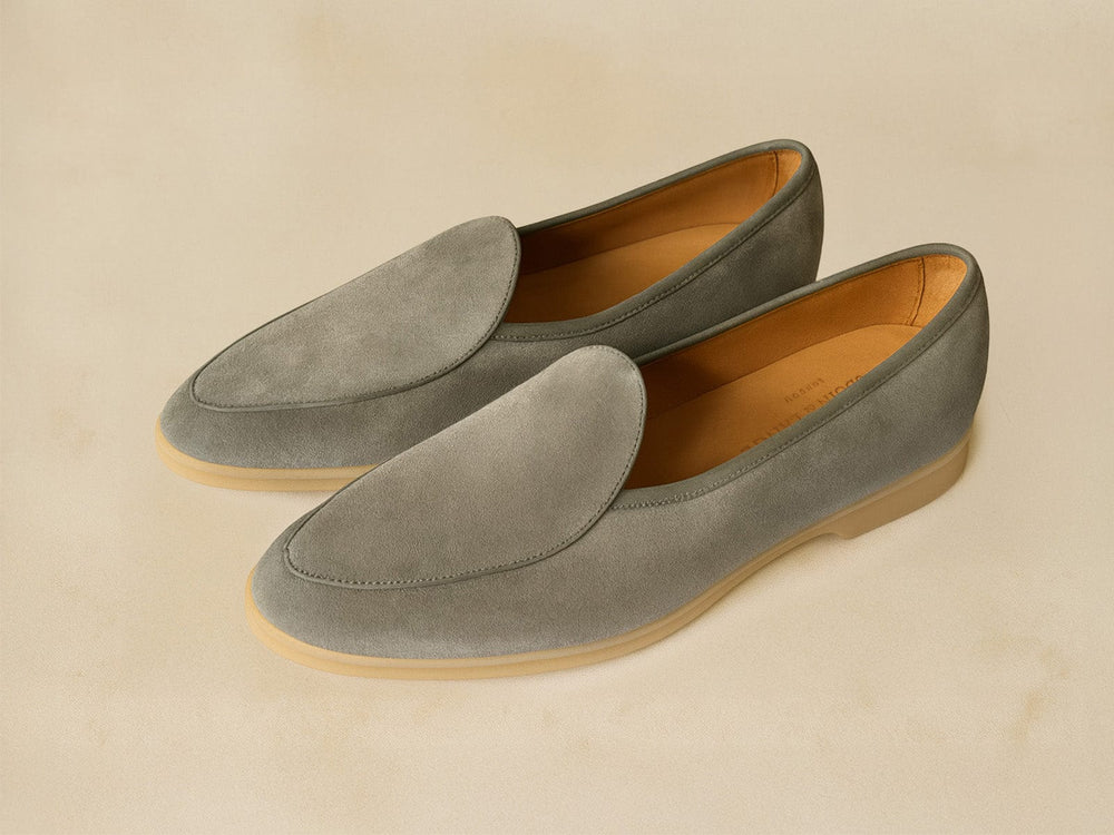 Stride Loafers in Light Green Suede