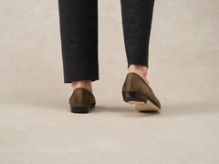 Sagan Classic Loafers in Olivine Green Asteria Suede