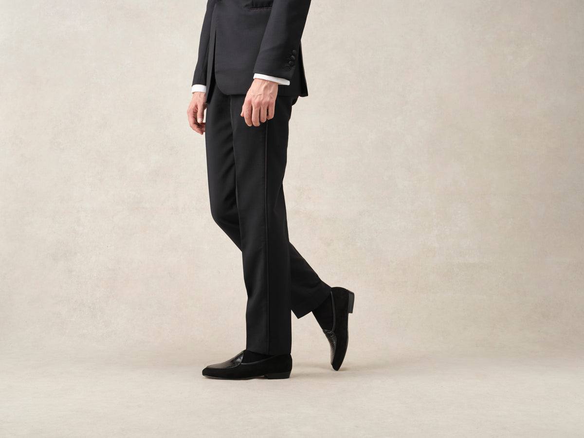 Sagan Classic Precious Leather Loafers in Black Suede and Crocodile