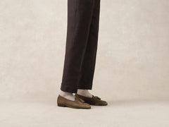 Sagan Classic Tassel Loafers in Olivine Green Asteria Suede