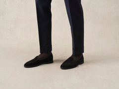 Stride Loafers in Black Glove Suede Dark Sole